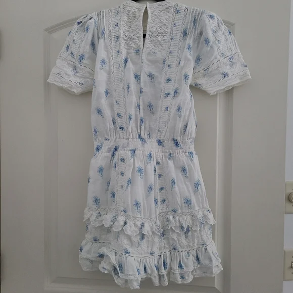 LOVE SHACK FANCY White Blue Leighton Dress - Picture 4 of 6